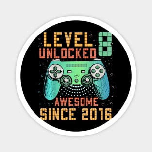 Kids Level Unlocked 8th Birthday Year Old Gamer Bday Magnet